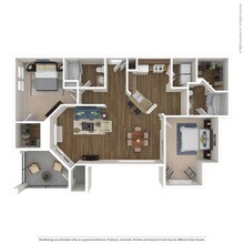 2 Bed 2 Bath 1345 SqFt (1222 Net) 0120 floor plan